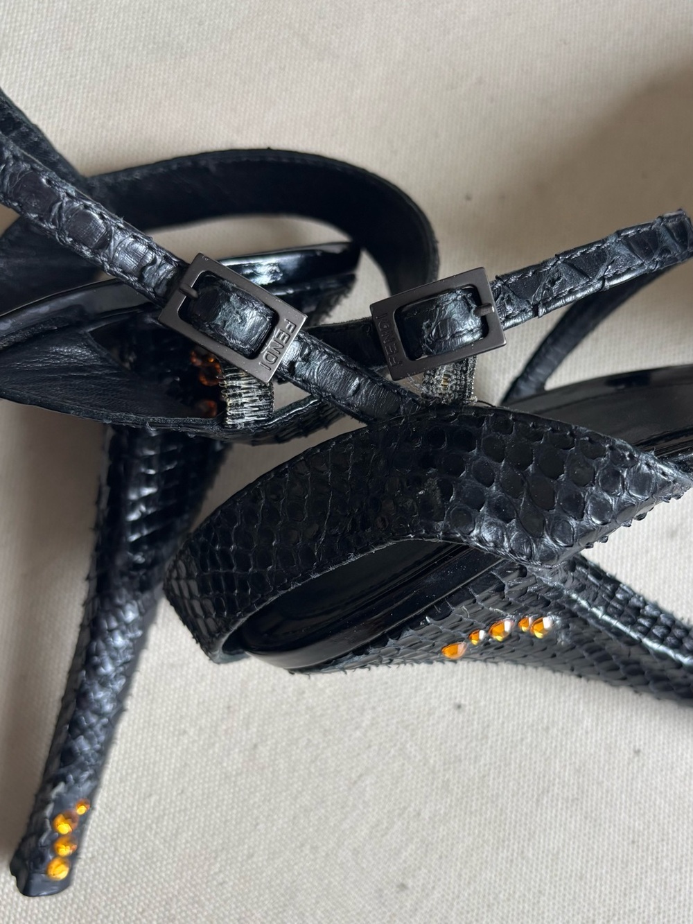 FENDI Python Bubble Platform Heels with Custom Gem Embellishments -40 - Picture 8 of 10